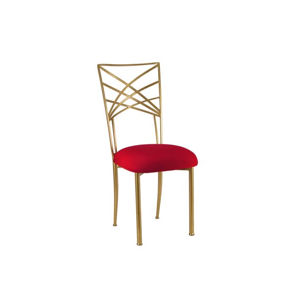 Gold Chameleon Chair with Red Cushion